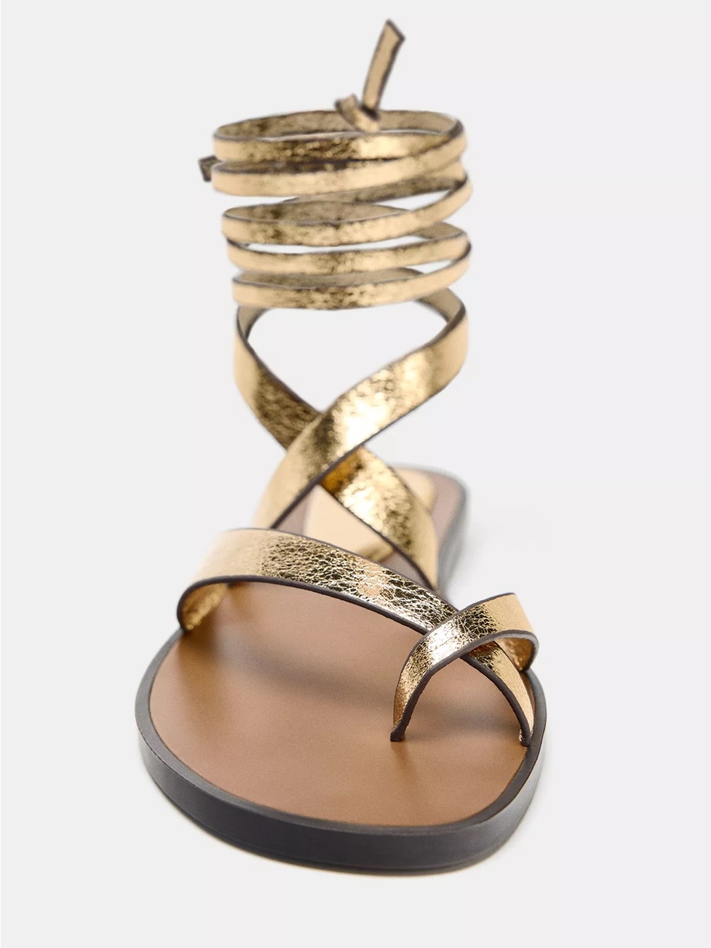 Zara Metallic Gold Wrap-Around Gladiator Sandal - Women